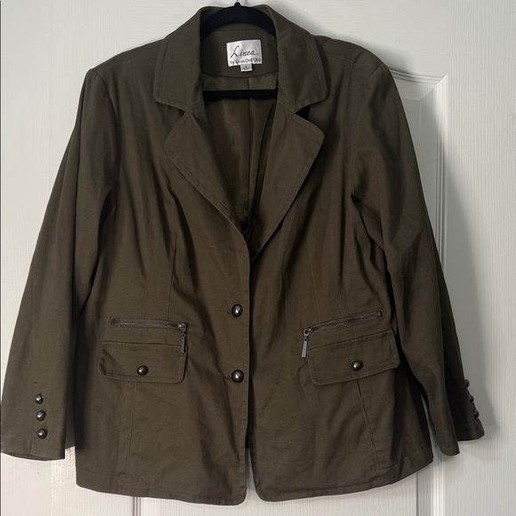 Linea by Louis Dell Olio Olive Green Women's Blazer Jacket Size 1X - Picture 1 of 2